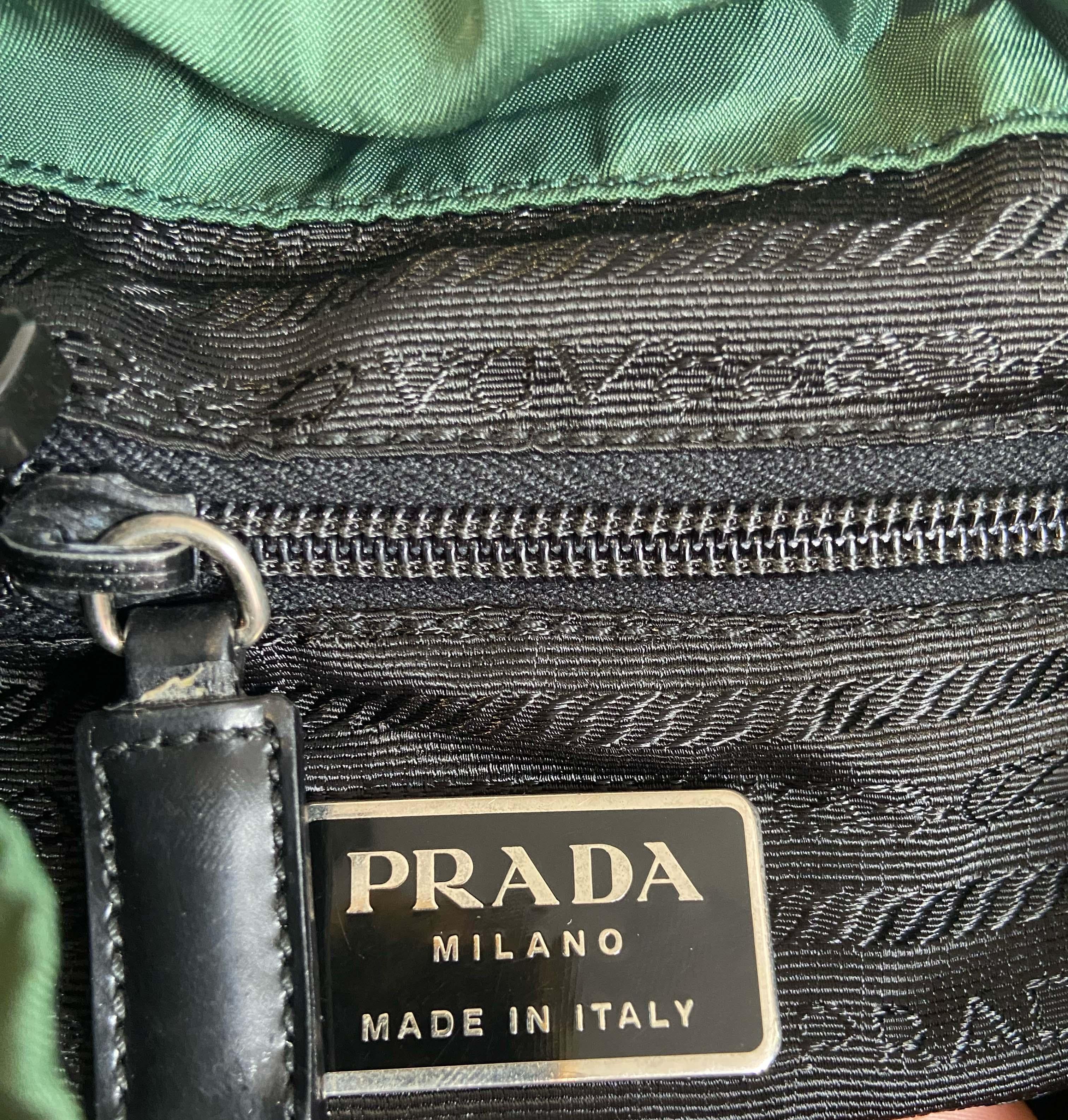 Prada Vintage 1990's Green Nylon Backpack For Sale 1