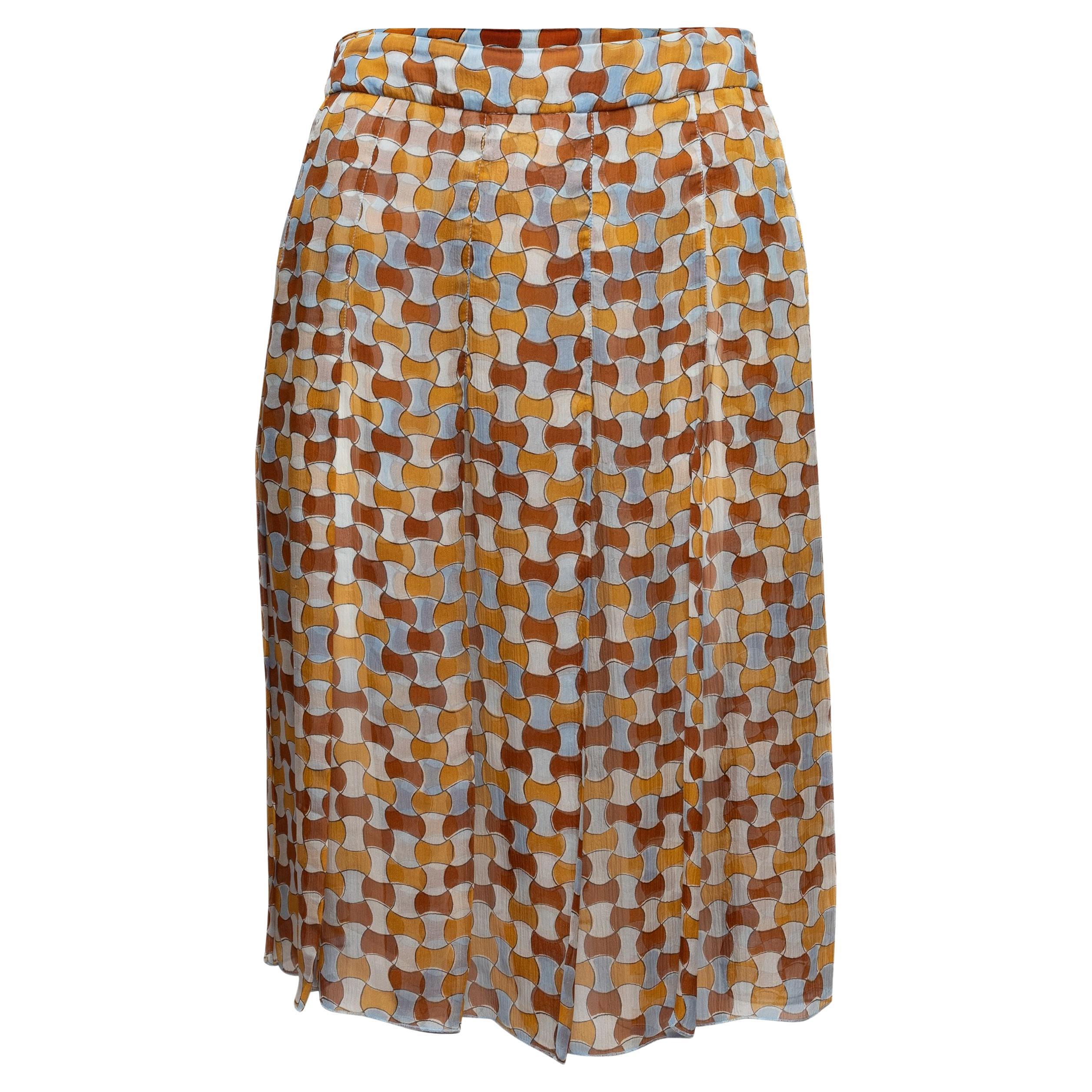 Prada Vintage 1990s silk chiffon mosaic skirt