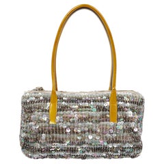 Prada Vintage 1990s Women's Leather Silk Sequin Evening Bag by Miuccia Prada