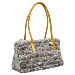 Prada Vintage 1990s Women's Leather Silk Sequin Evening Bag by Miuccia Prada