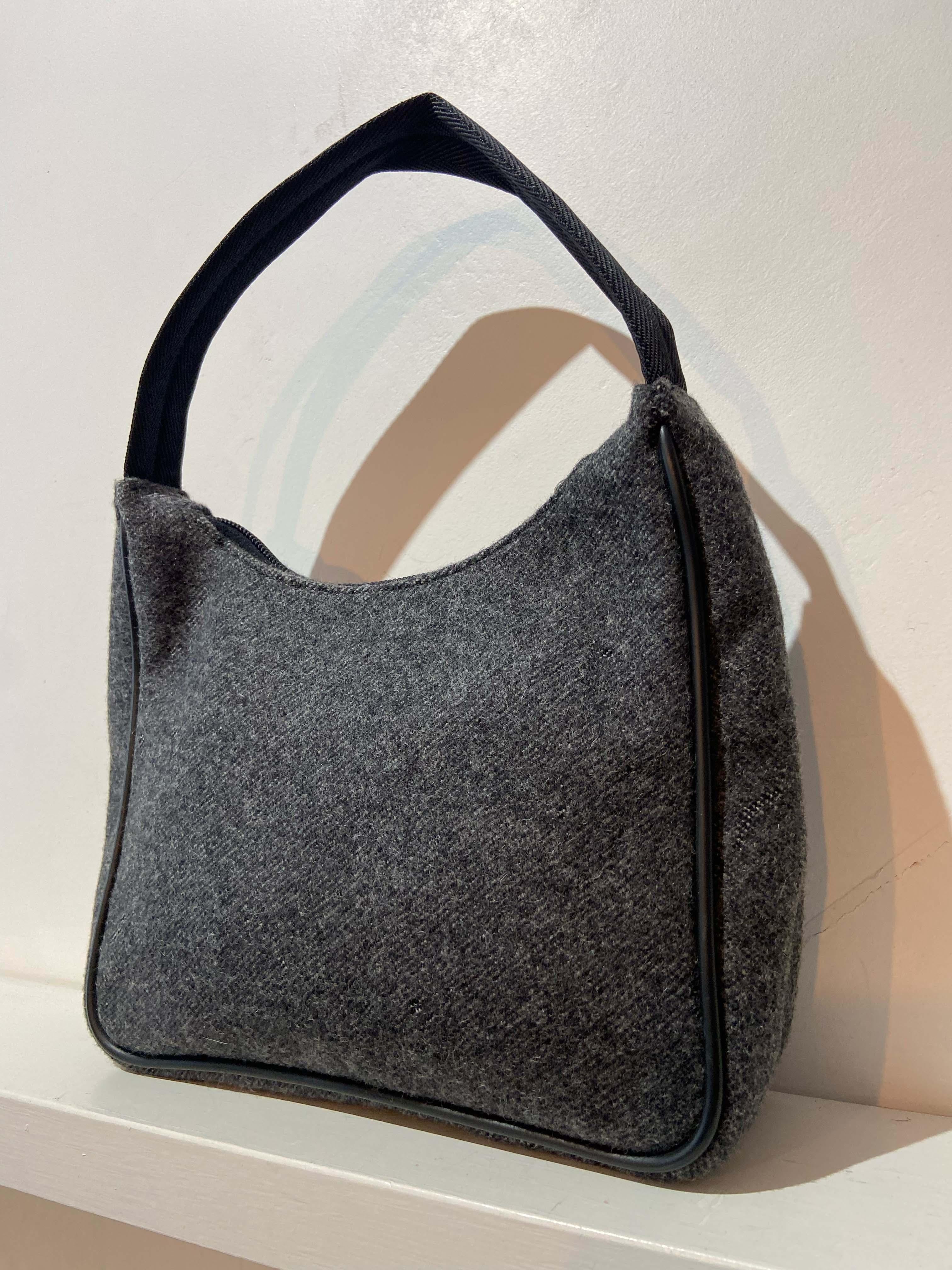 Women's or Men's Prada Vintage 1999 Dark Grey Wool Hobo Bag