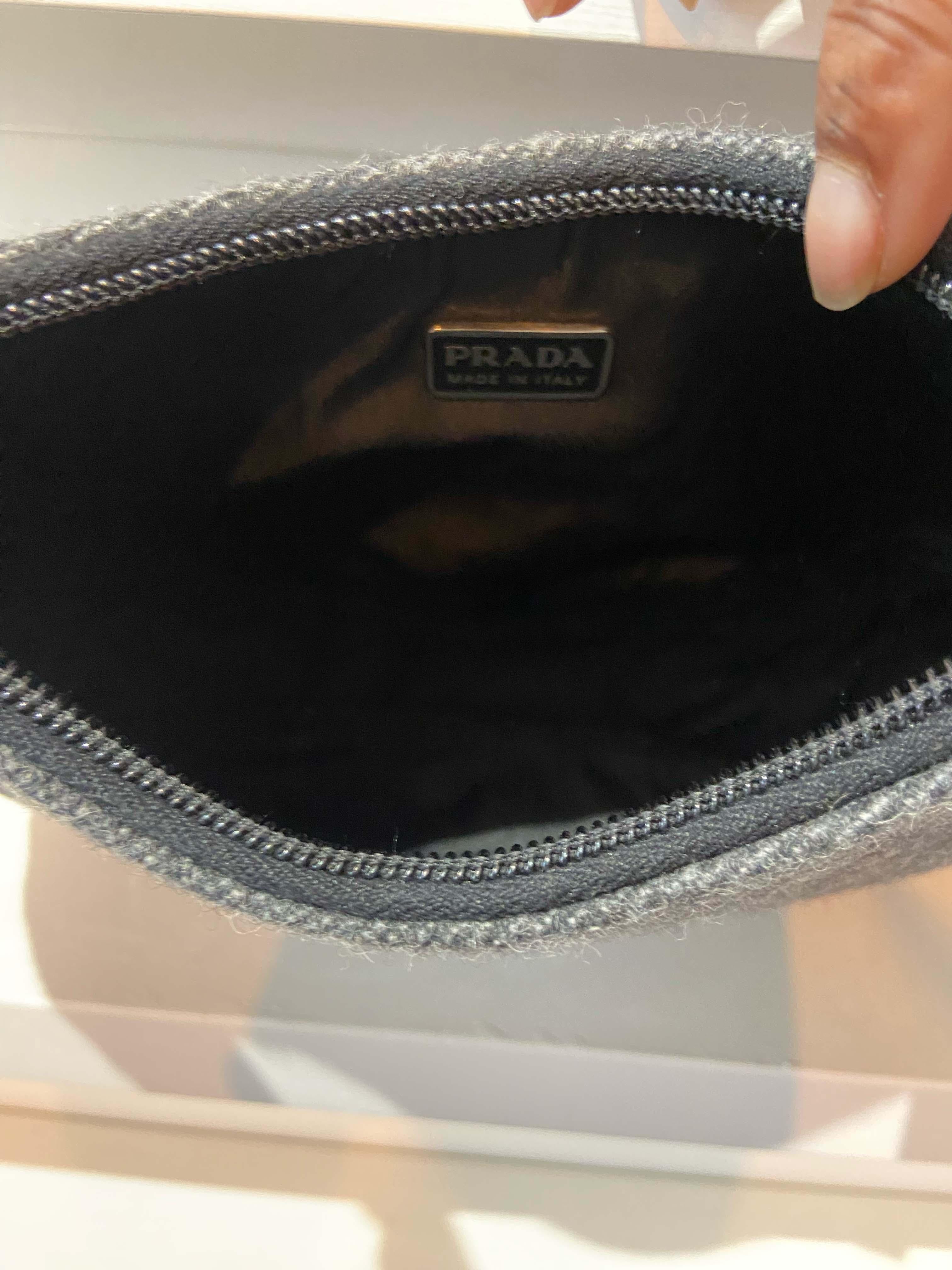 Prada Vintage 1999 Dark Grey Wool Hobo Bag 1