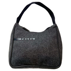 Prada Vintage 1999 Dark Grey Wool Hobo Bag