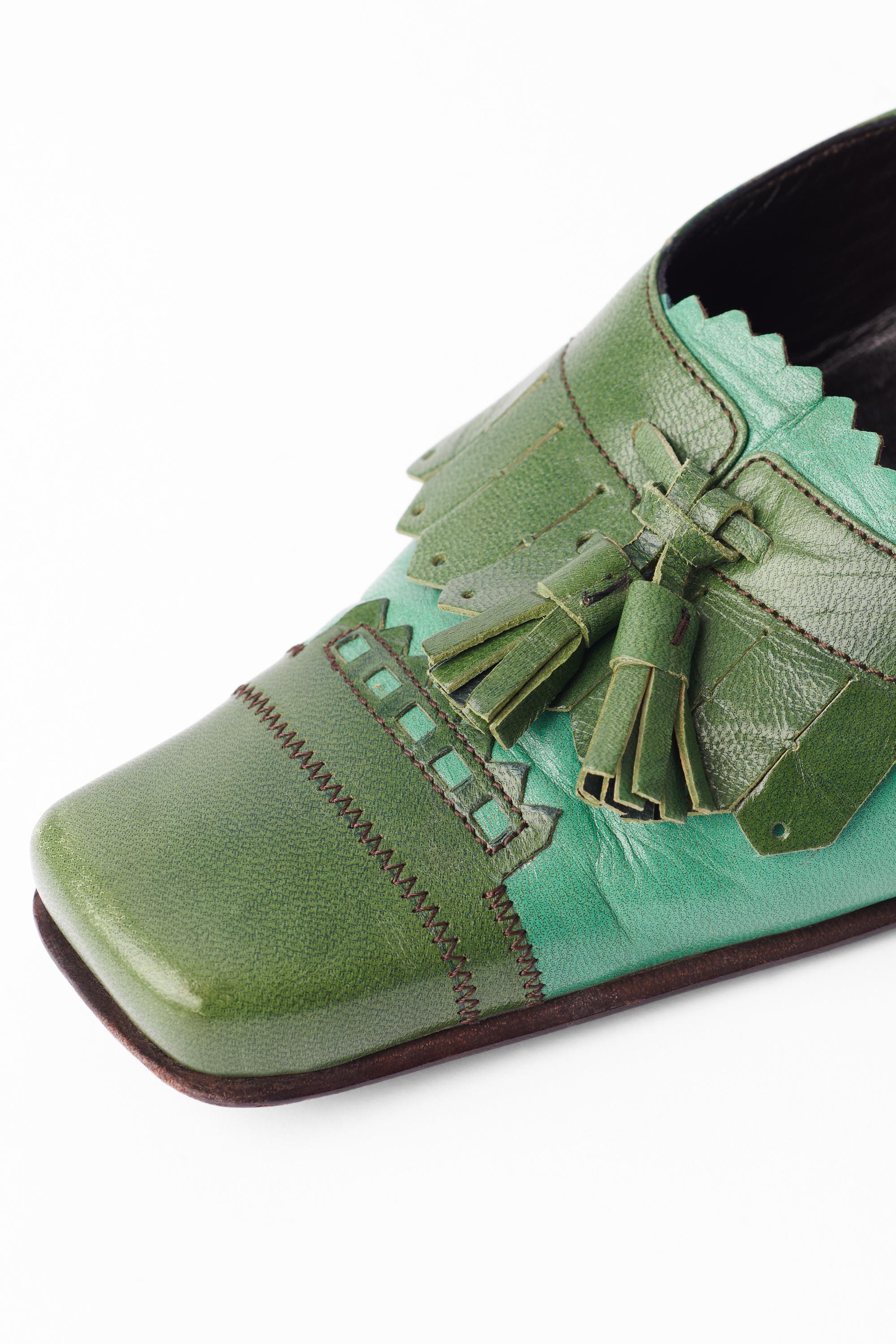 Prada  Vintage 1999 Green Kitten Heels For Sale 1