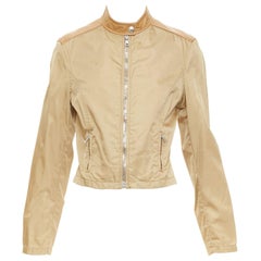 PRADA Vintage 2000
s tan lambskin trim nylon moto jacket L