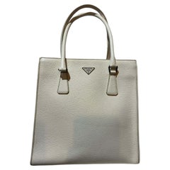 Prada Used 2000's White Leather Tote Bag