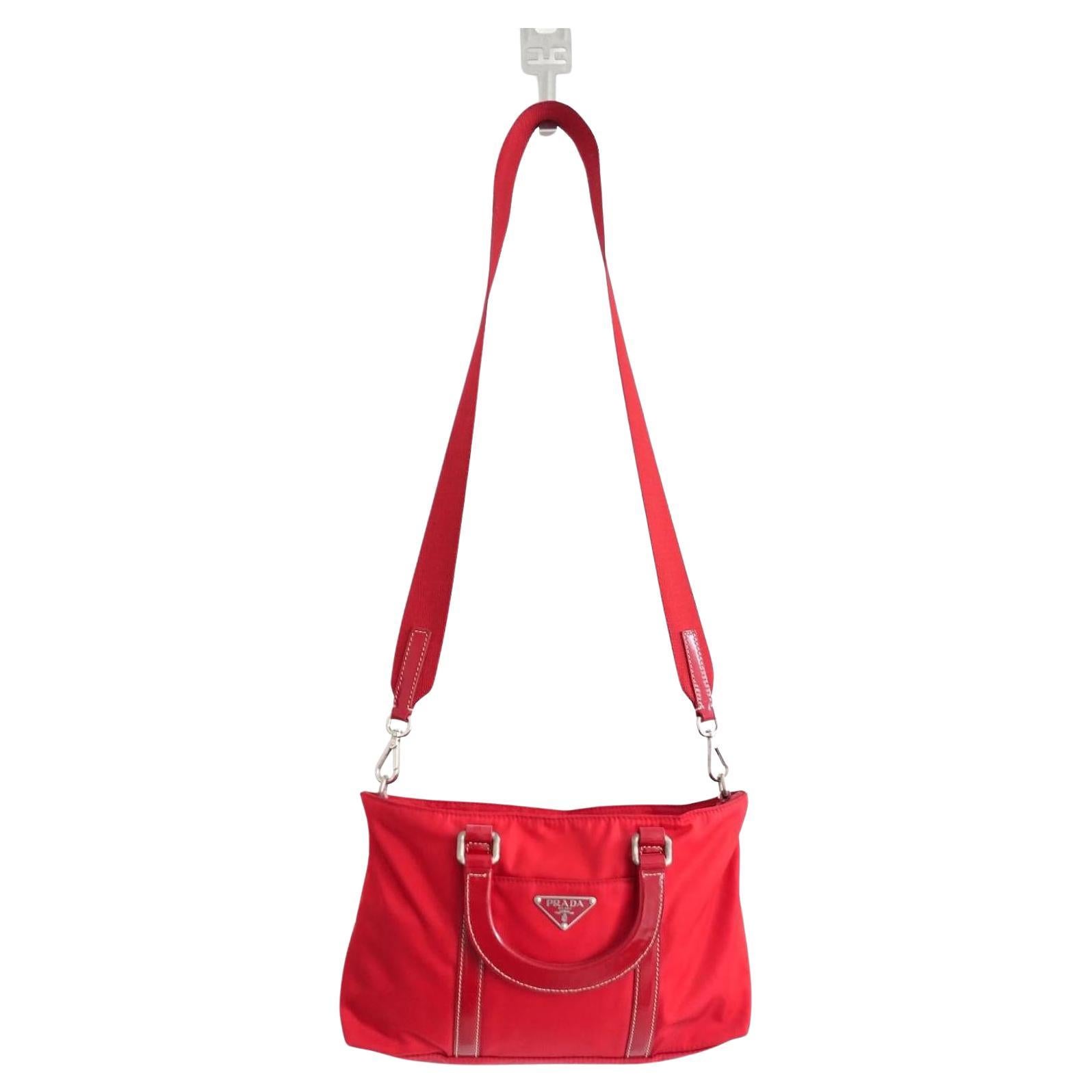 Prada Vintage 2004 Red Nylon Crossbody Bag