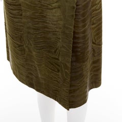 PRADA Vintage 2004 Runway moss green Persian lamb fur A-line knee skirt IT40 S