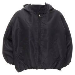 PRADA Vintage 2006 black silk taffeta rounded bubble cut hooded jacket IT40 S