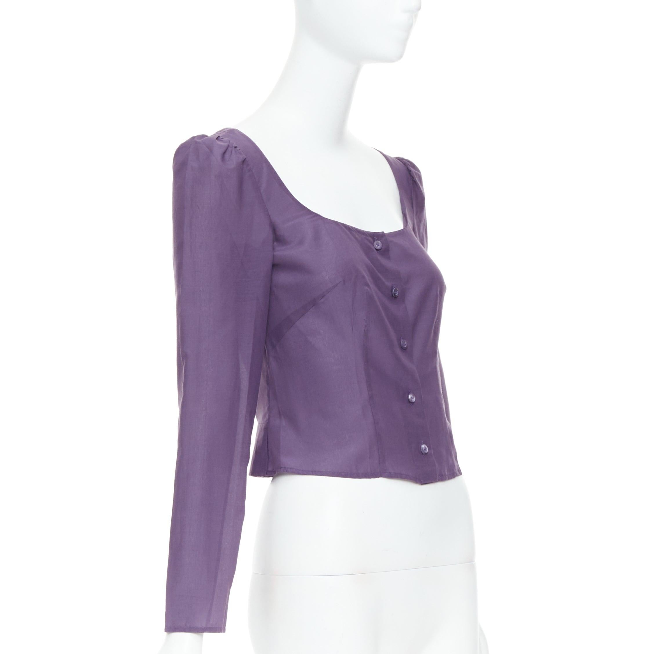 Grigio Prada Vintage anni '90, camicia in 100% seta con scollo a pallina e maniche increspate IT38 XS in vendita