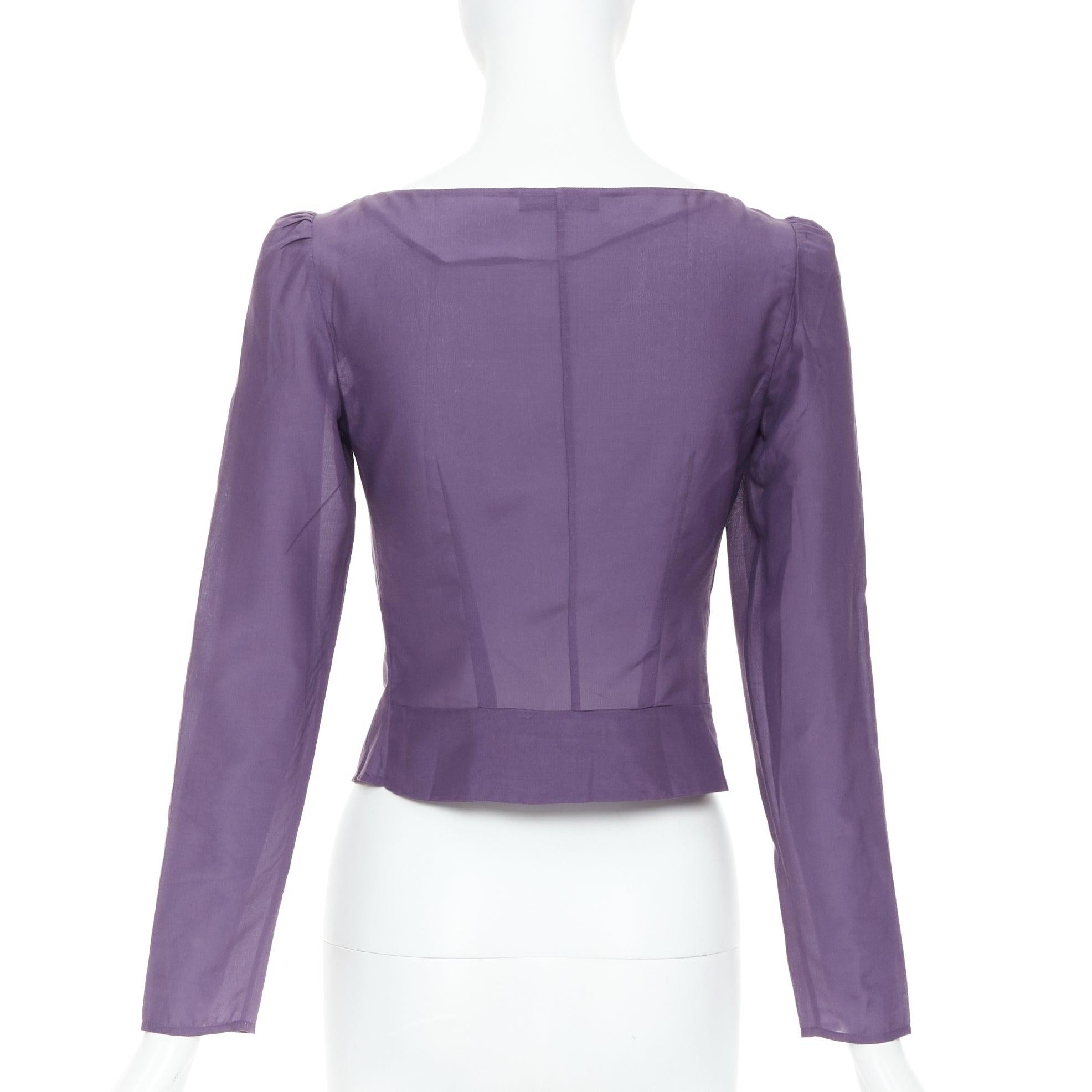 Donna Prada Vintage anni '90, camicia in 100% seta con scollo a pallina e maniche increspate IT38 XS in vendita
