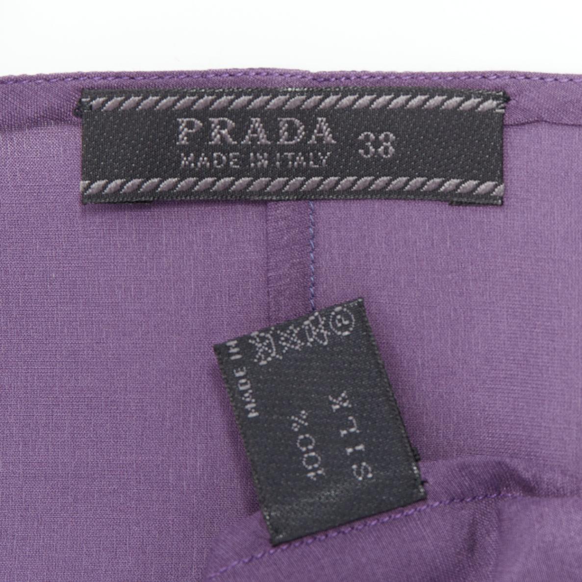 Prada Vintage anni '90, camicia in 100% seta con scollo a pallina e maniche increspate IT38 XS in vendita 3