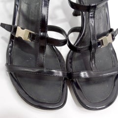 Prada Vintage Schwarz Leder Riemchen Schnalle Kitten Heels