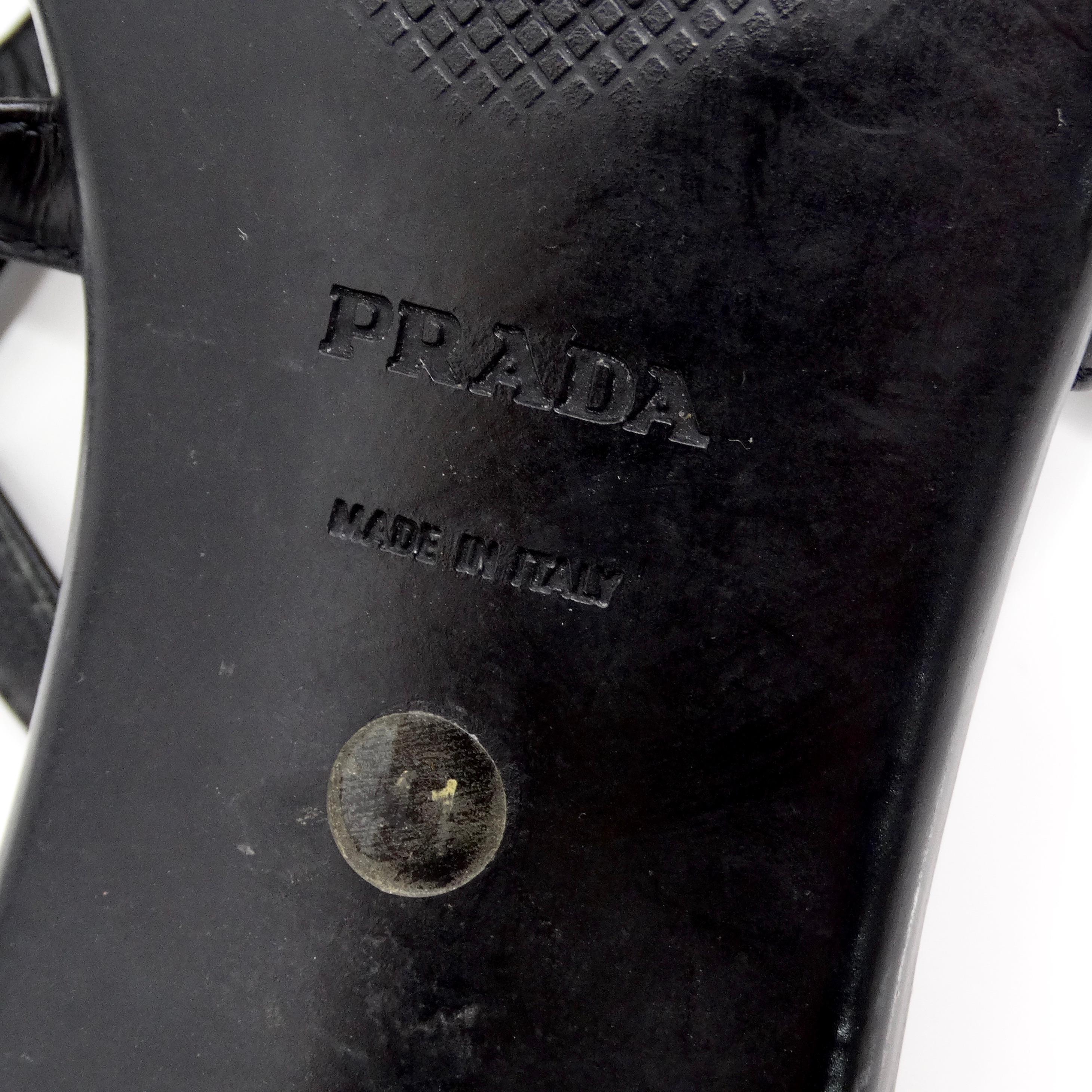 Prada Vintage - Chaussures à talons hauts en cuir noir avec boucle et lanières 5