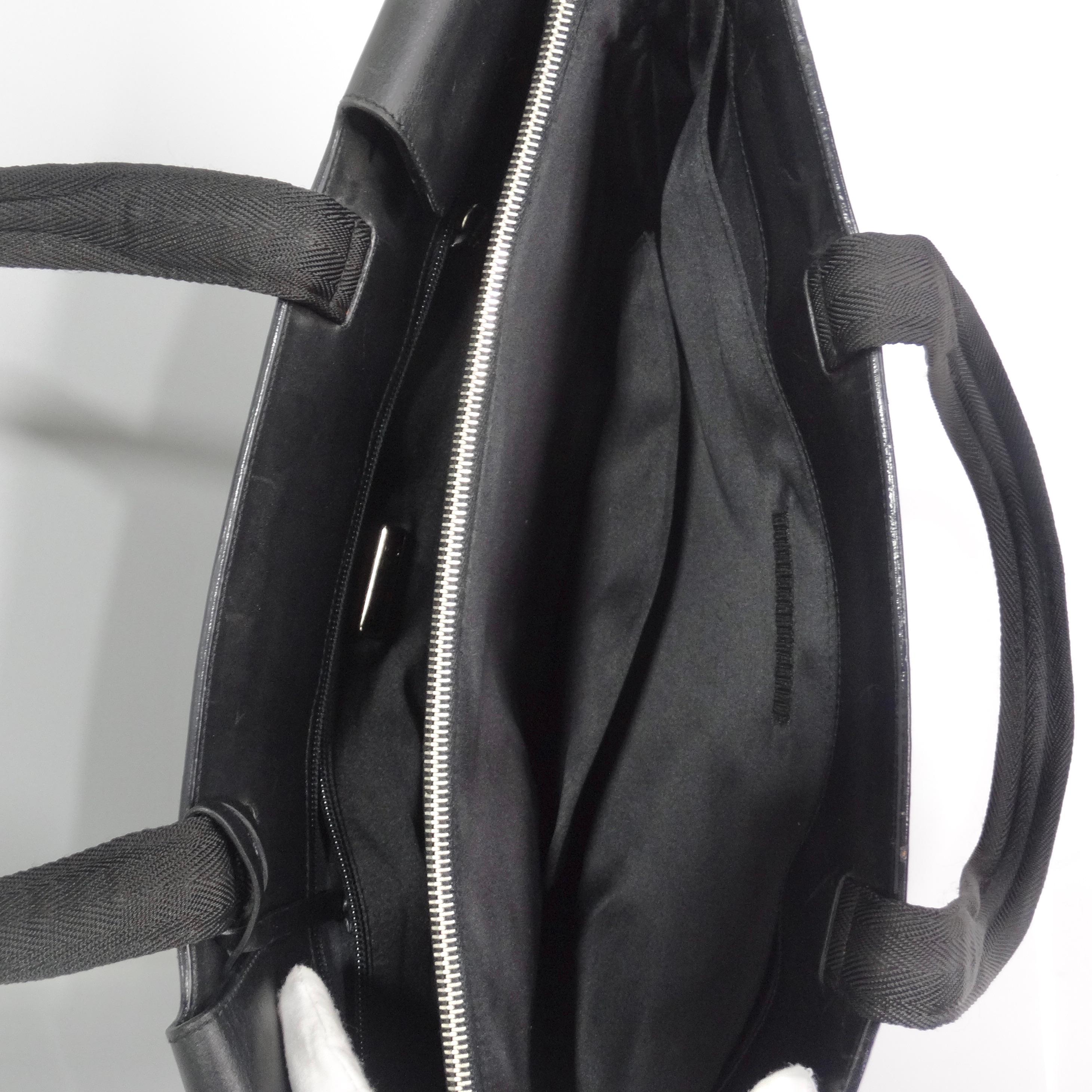 Prada Vintage Black Leather Tote Bag 6