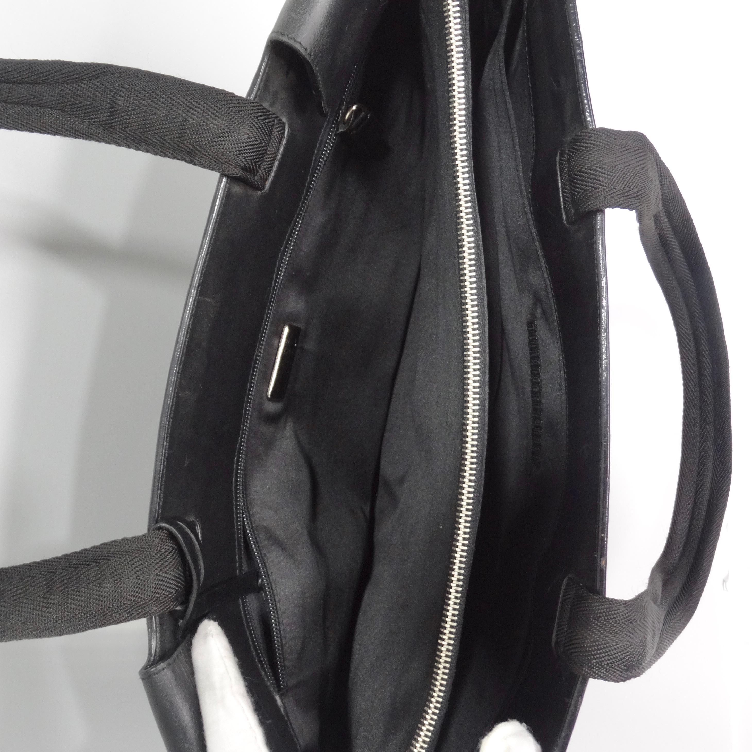 Prada Vintage Black Leather Tote Bag 7