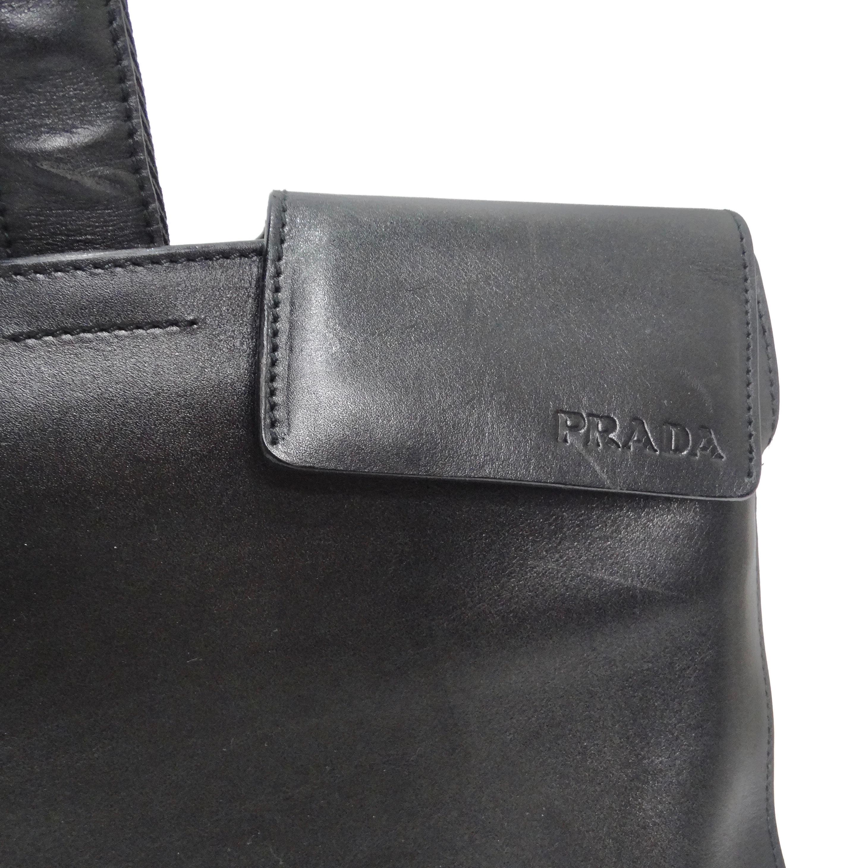 Prada Vintage Black Leather Tote Bag In Good Condition In Scottsdale, AZ