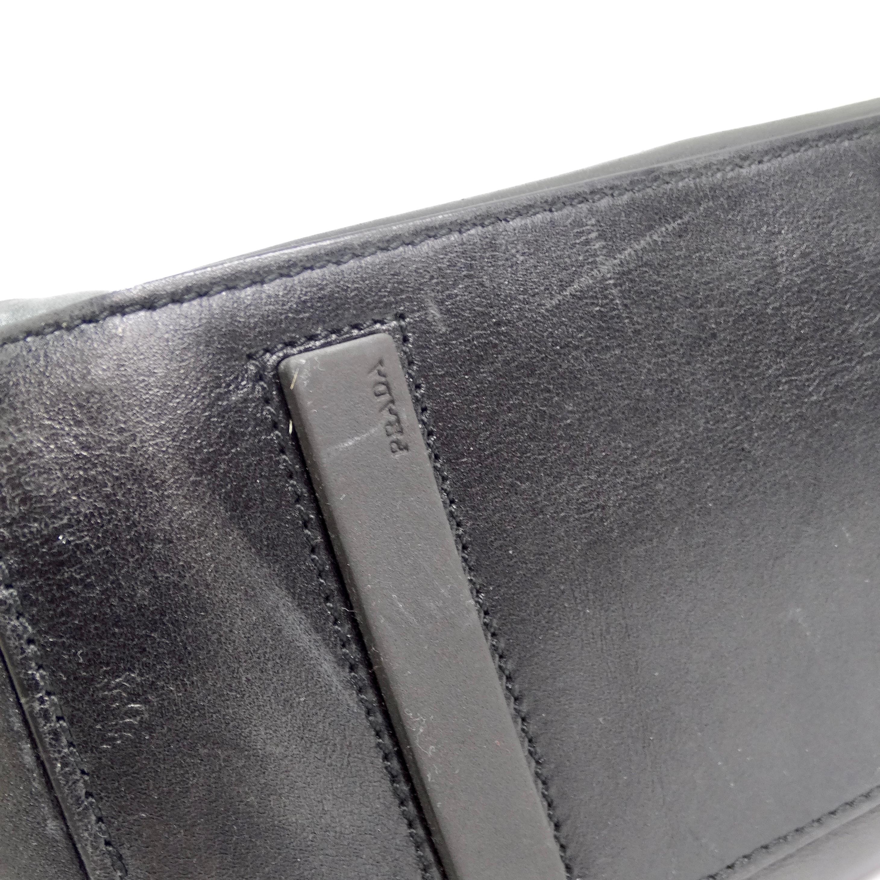Prada Vintage Black Leather Tote Bag 4