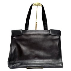 Prada Vintage Black Leather Tote Bag