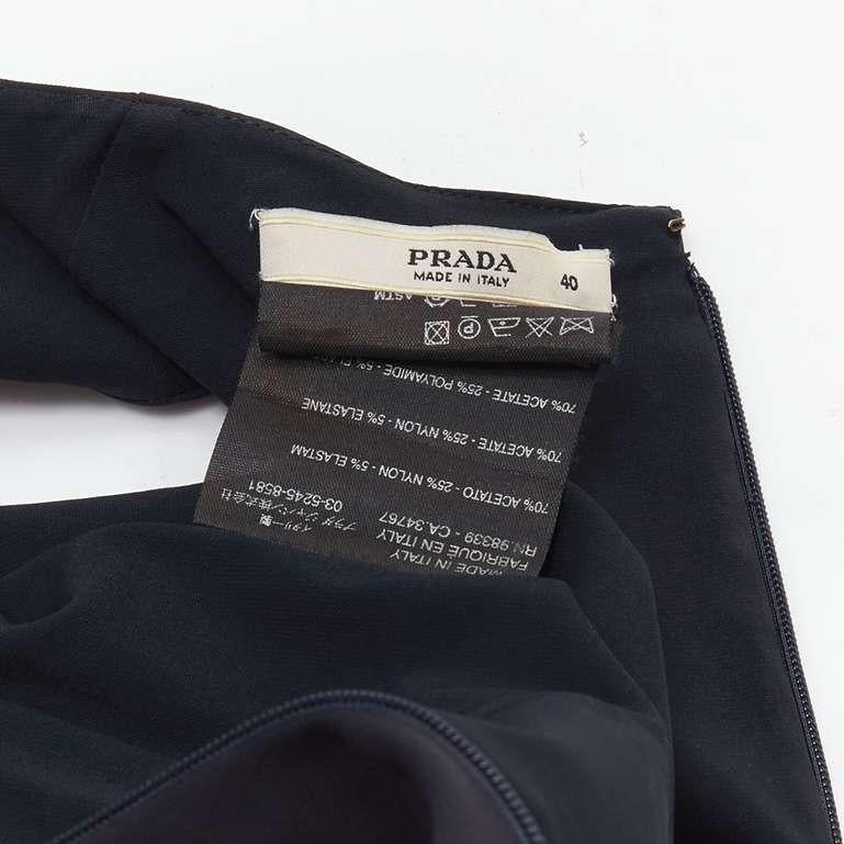 PRADA Vintage black loop leather belt Minimalist topstitched sheath dress IT40 S 4