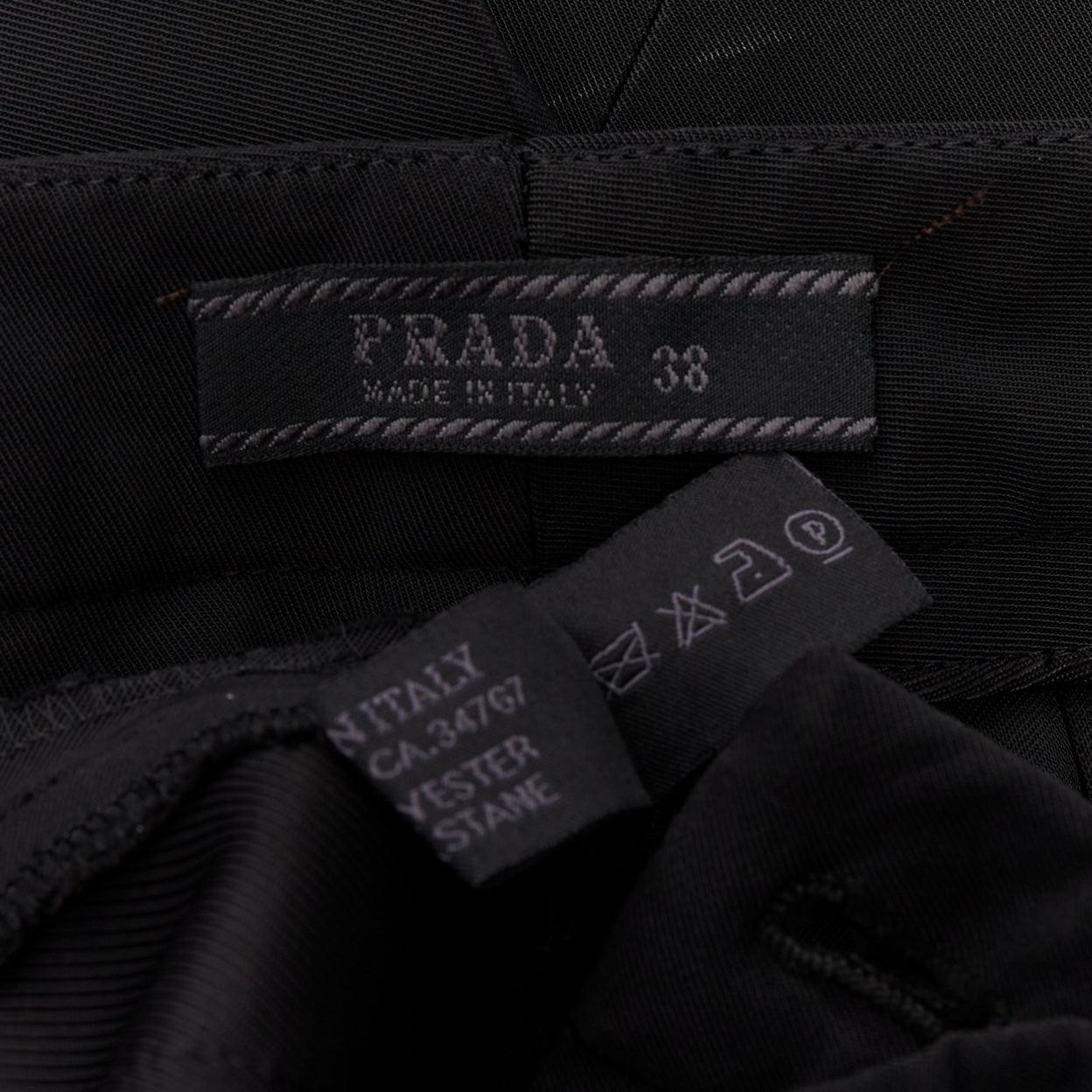 PRADA Vintage black magic tape front crop trouser  pants IT38 XS For Sale 3