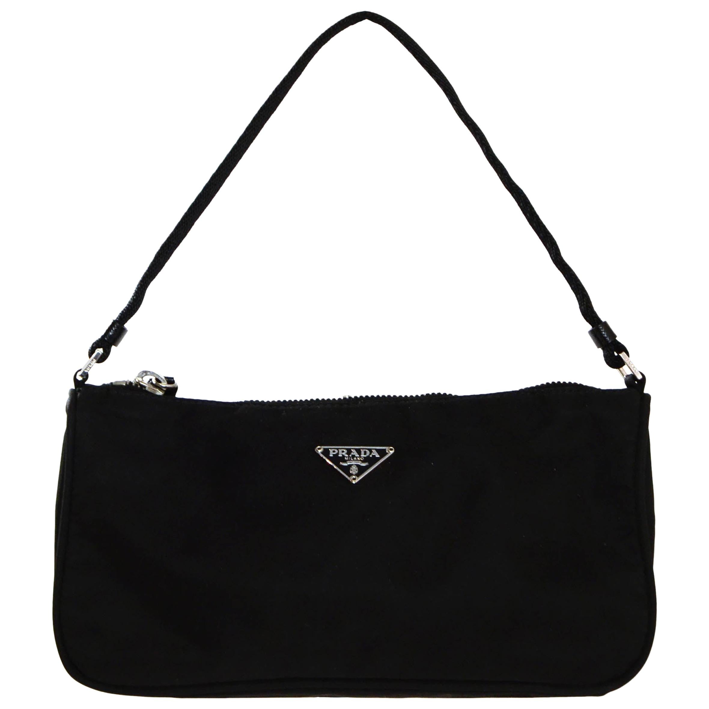 Prada Vintage Black Nylon Baguette Pochette Bag For Sale at 1stDibs ...