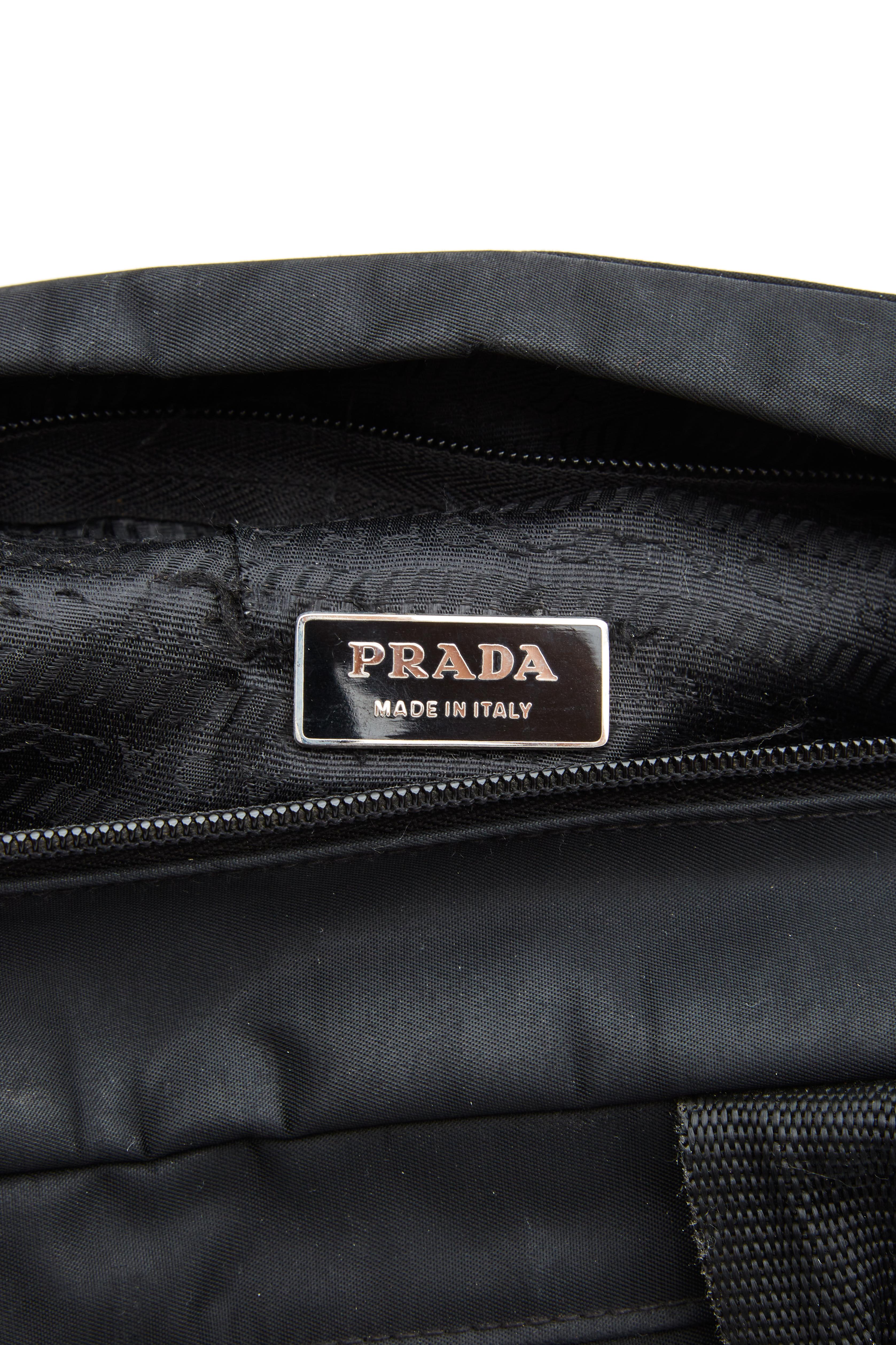Women's Prada Vintage Black Nylon Bauletto Briefcase Bag For Sale