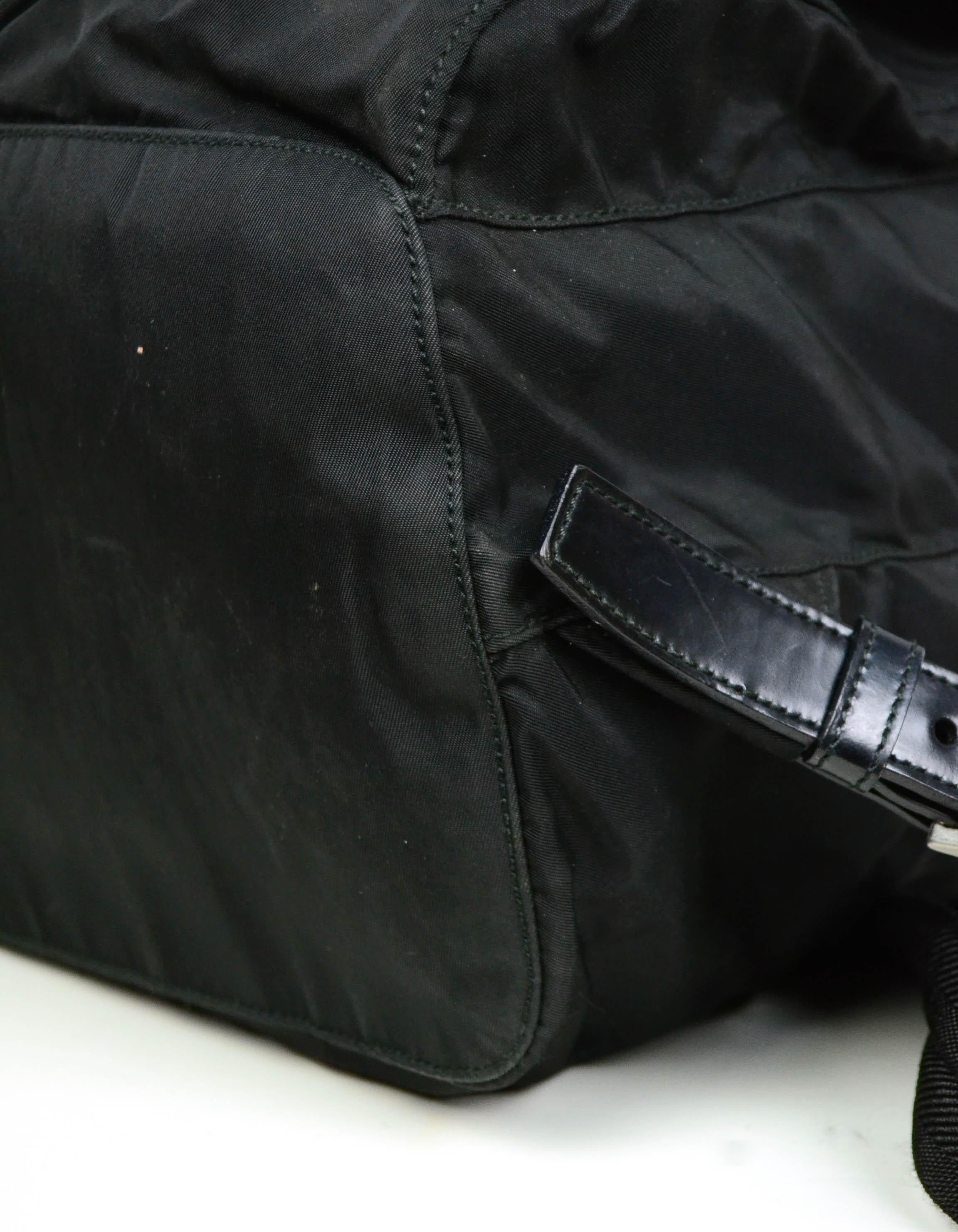 Prada Vintage Black Nylon Double Buckle Pocket Backpack Bag 1