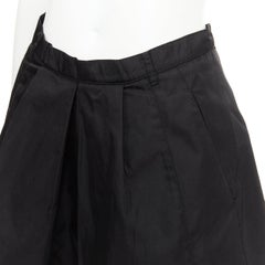 PRADA vintage black nylon high waist inverted box pleat a line midi skirt