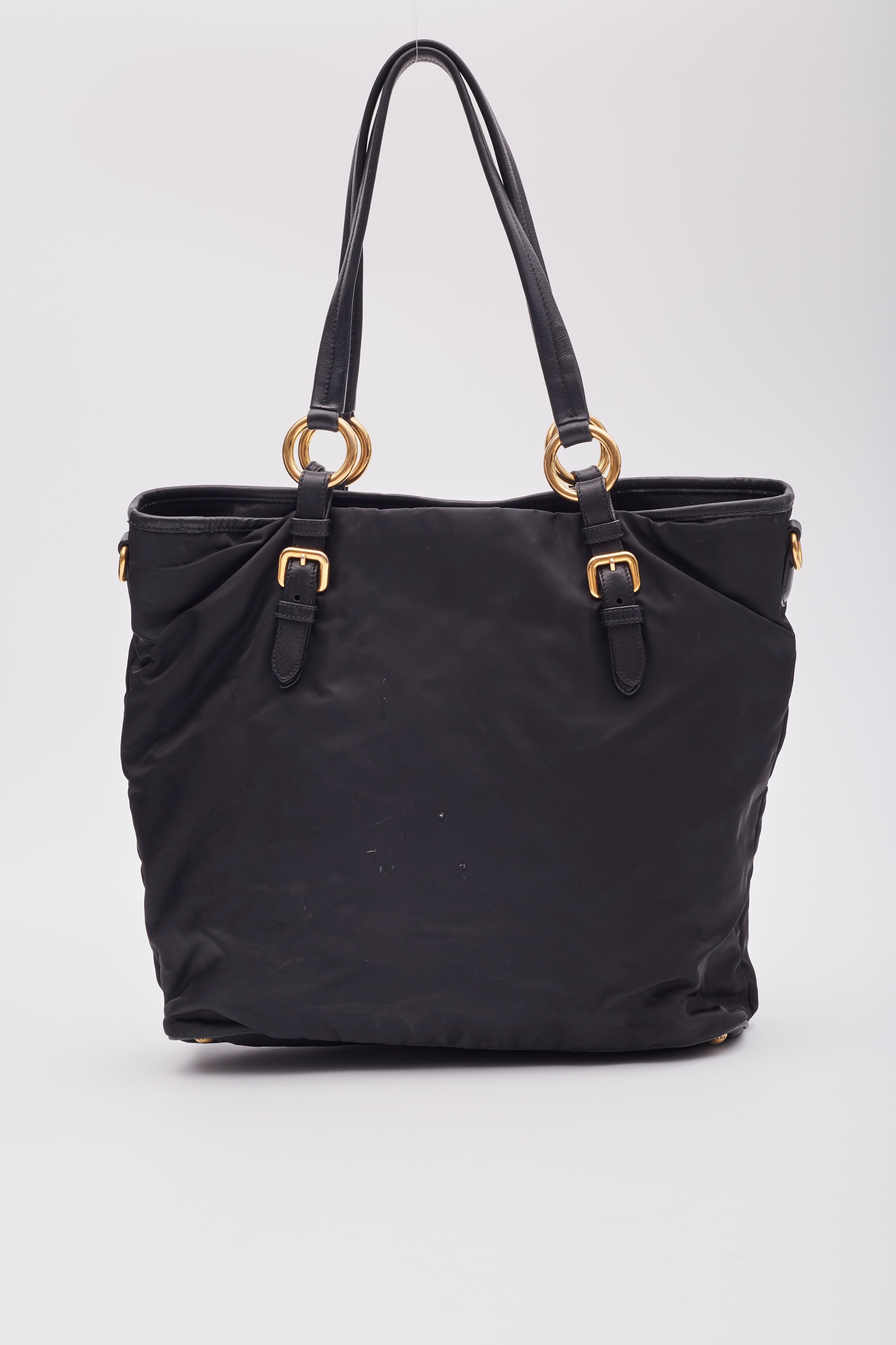 Prada Vintage Black Nylon Large Shopper Tote Bag For Sale 1
