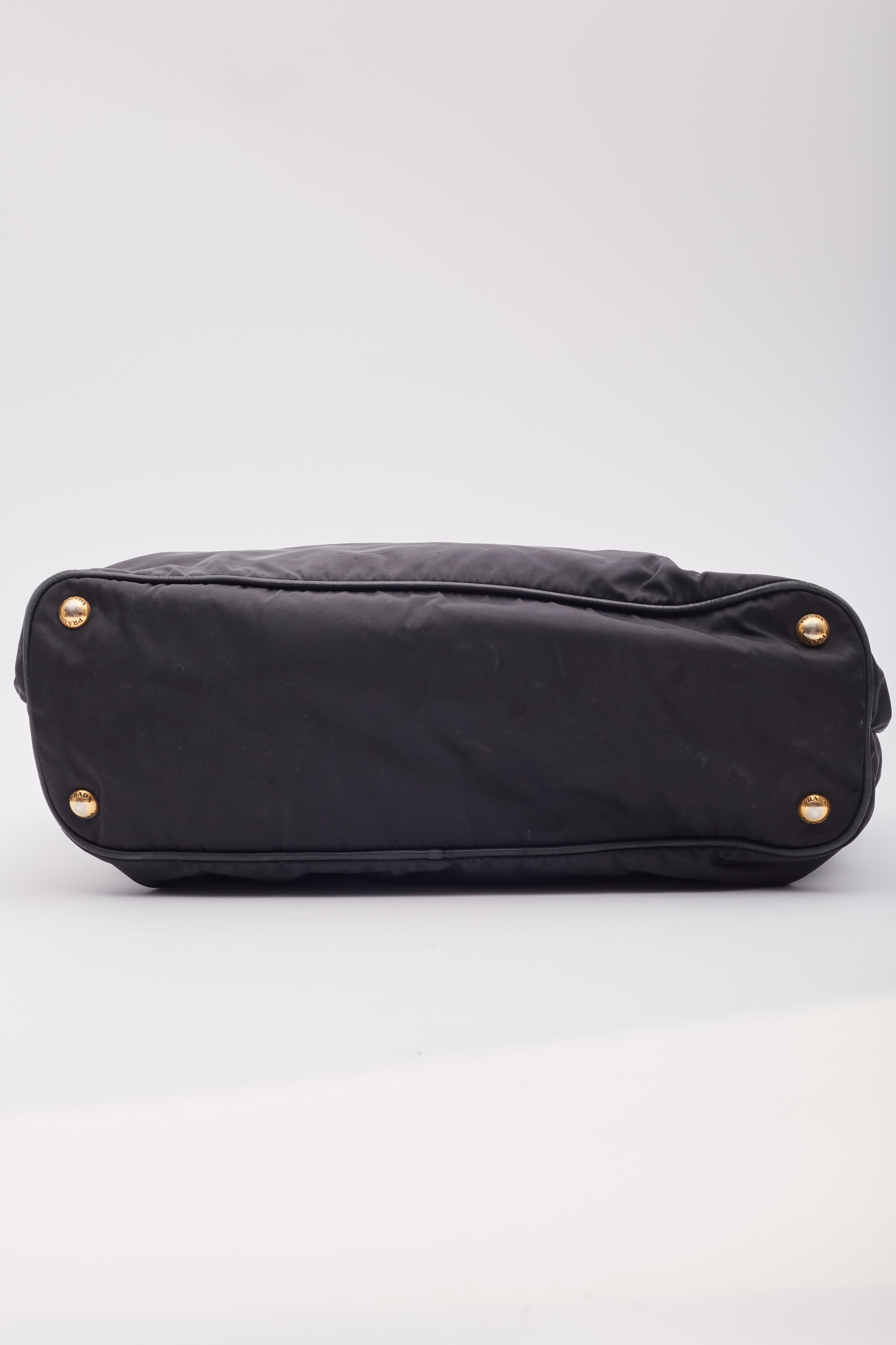 Prada Vintage Black Nylon Large Shopper Tote Bag For Sale 3