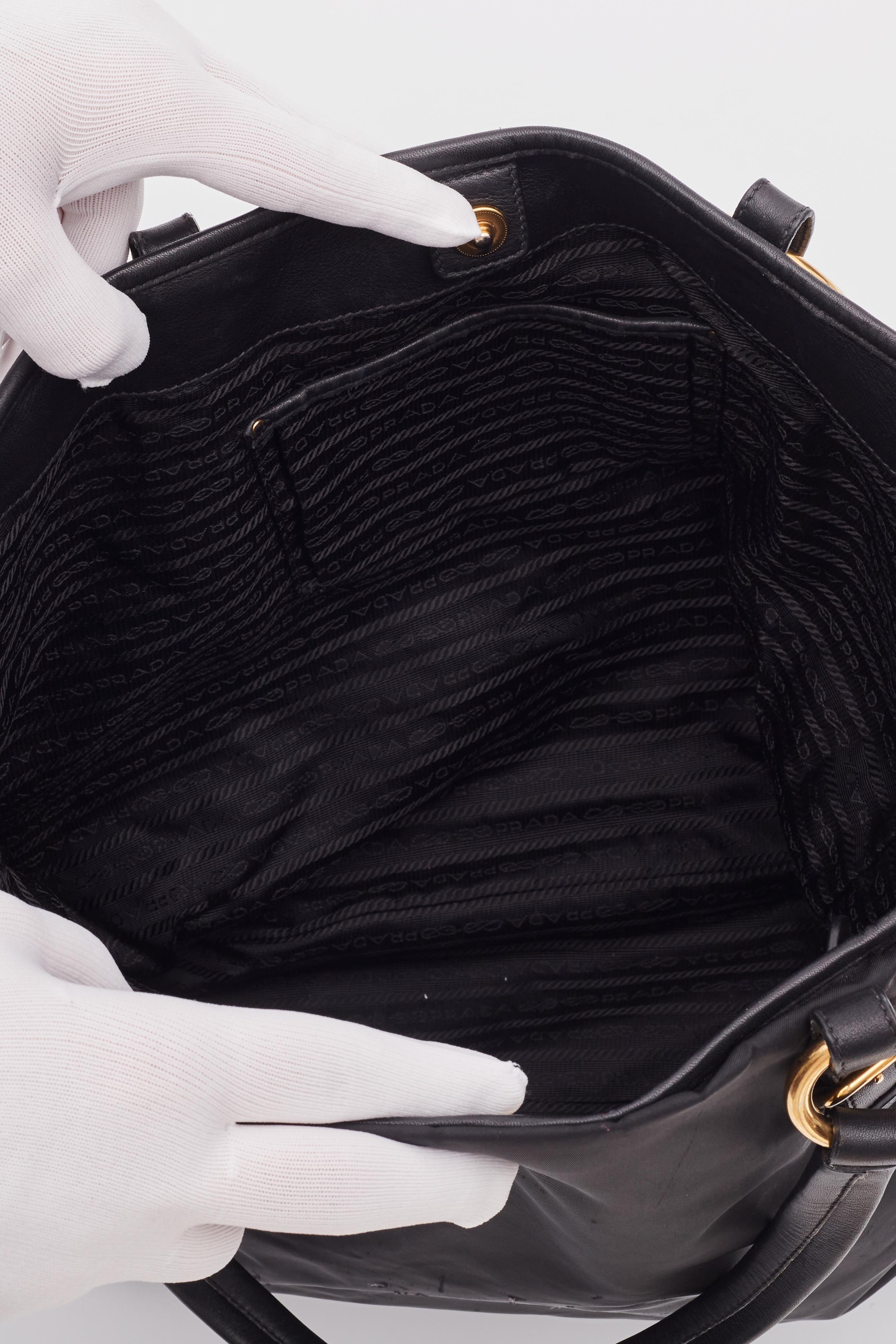 Prada Vintage Black Nylon Large Shopper Tote Bag For Sale 4