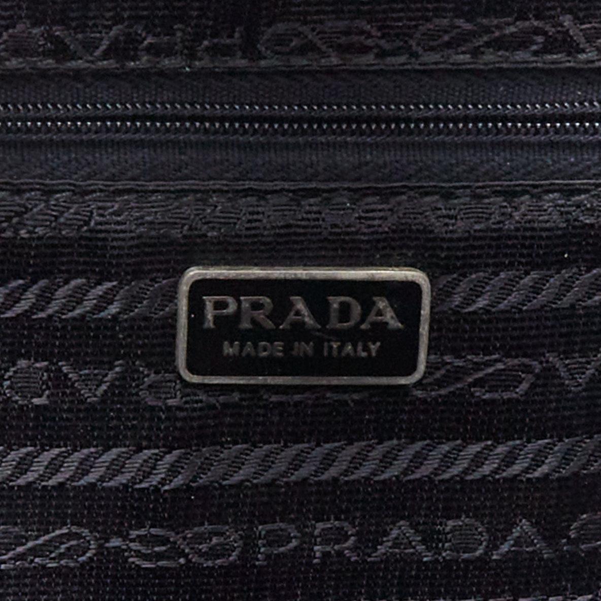 PRADA Vintage black nylon structured silver triangle logo boston box bag 5
