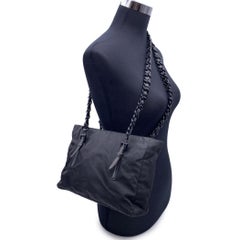 Prada Vintage Black Nylon Tessuto Shoulder Bag with Lucite Chain