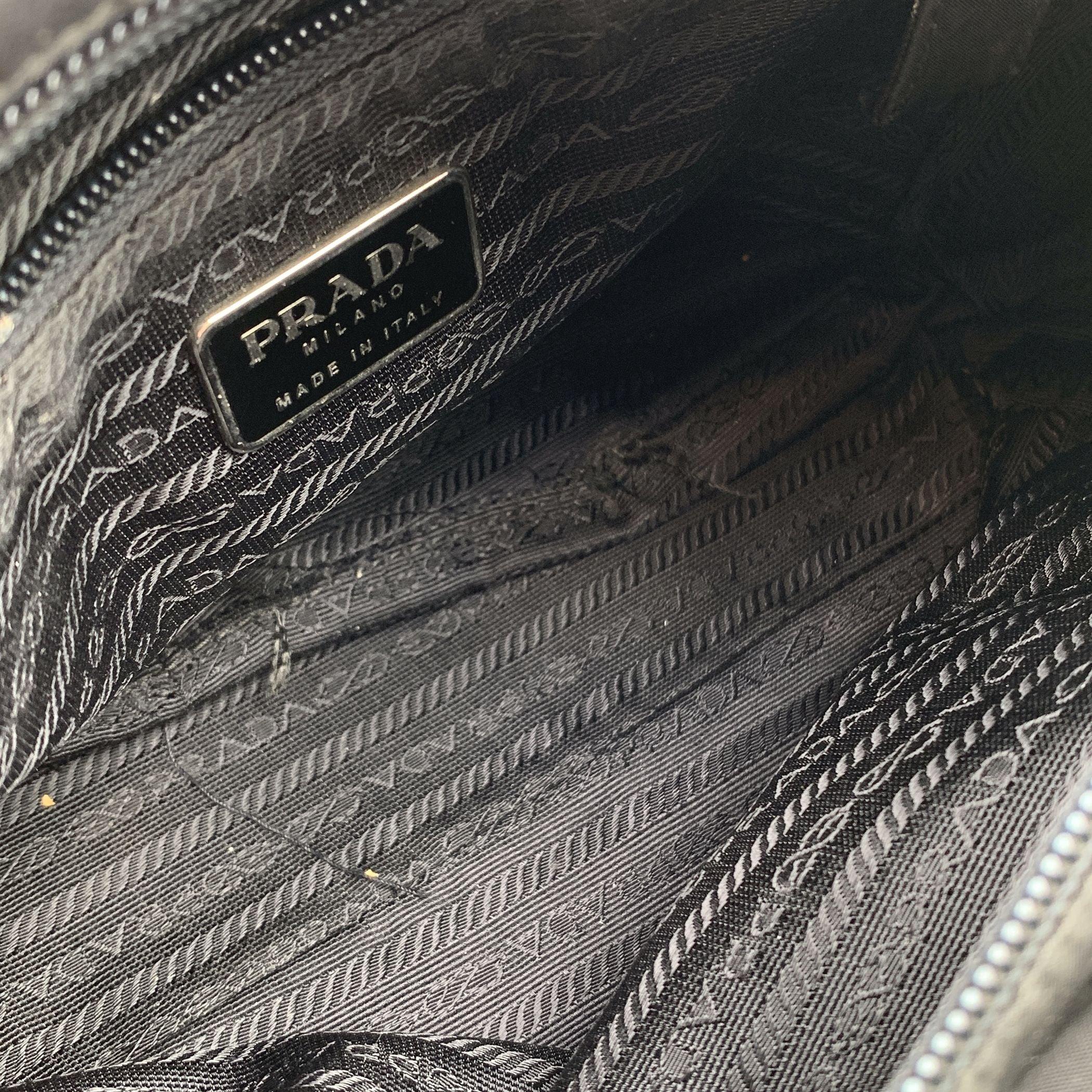 Prada Vintage Black Nylon Tessuto Shoulder Bag with Lucite Chain 2