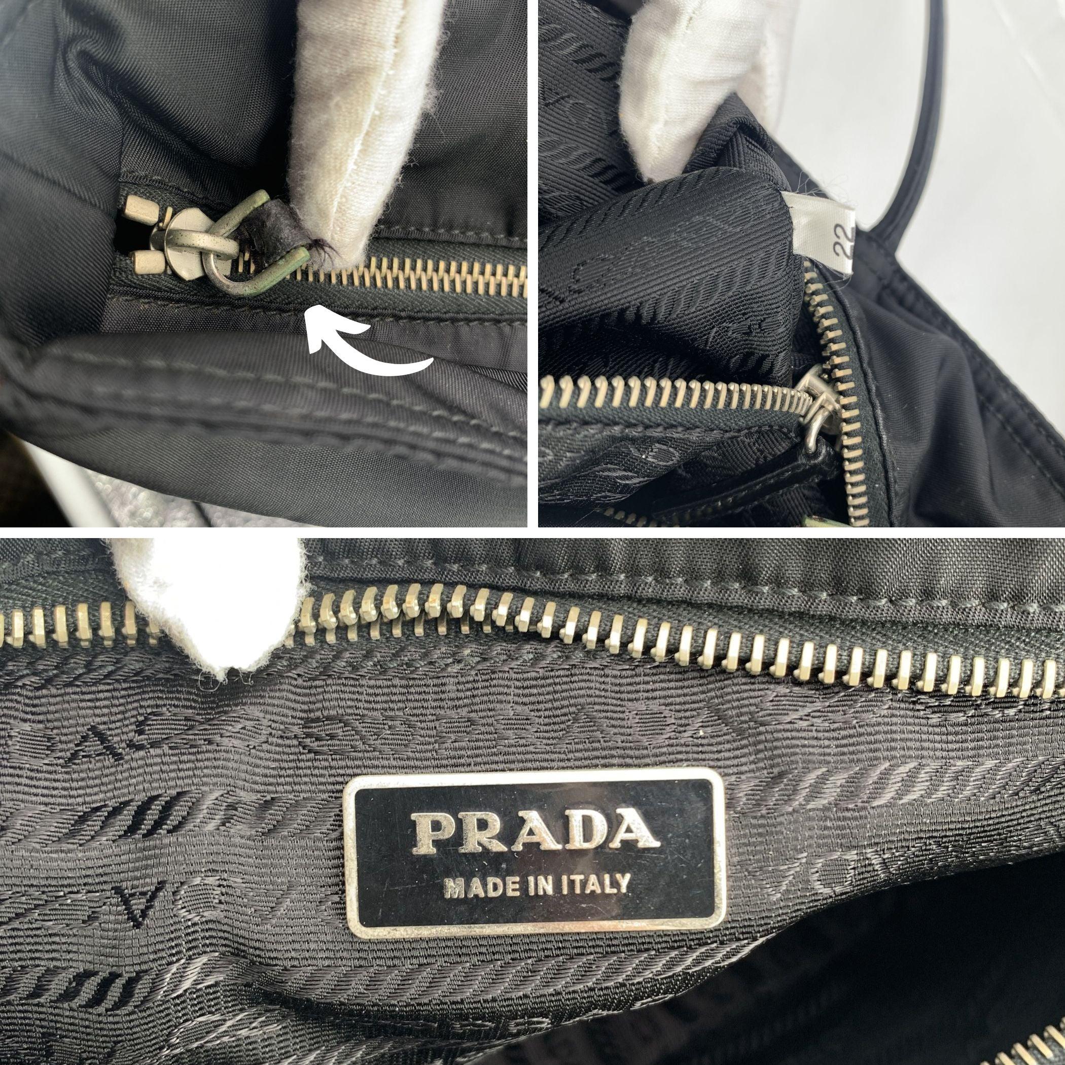 Prada Vintage Noir Nylon Tessuto Triangle Logo Tote Bag Handbag 2