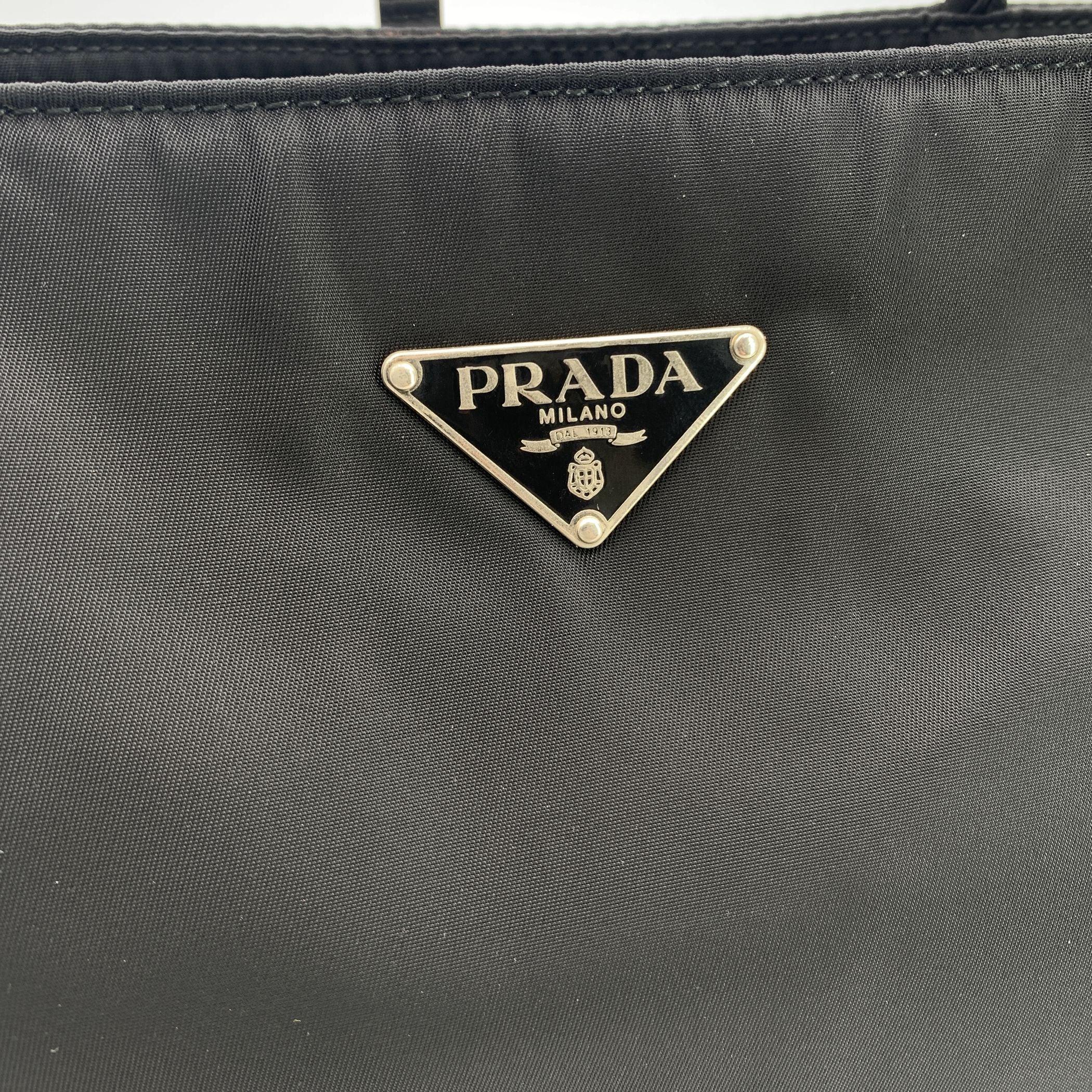 Prada Vintage Noir Nylon Tessuto Triangle Logo Tote Bag Handbag 3