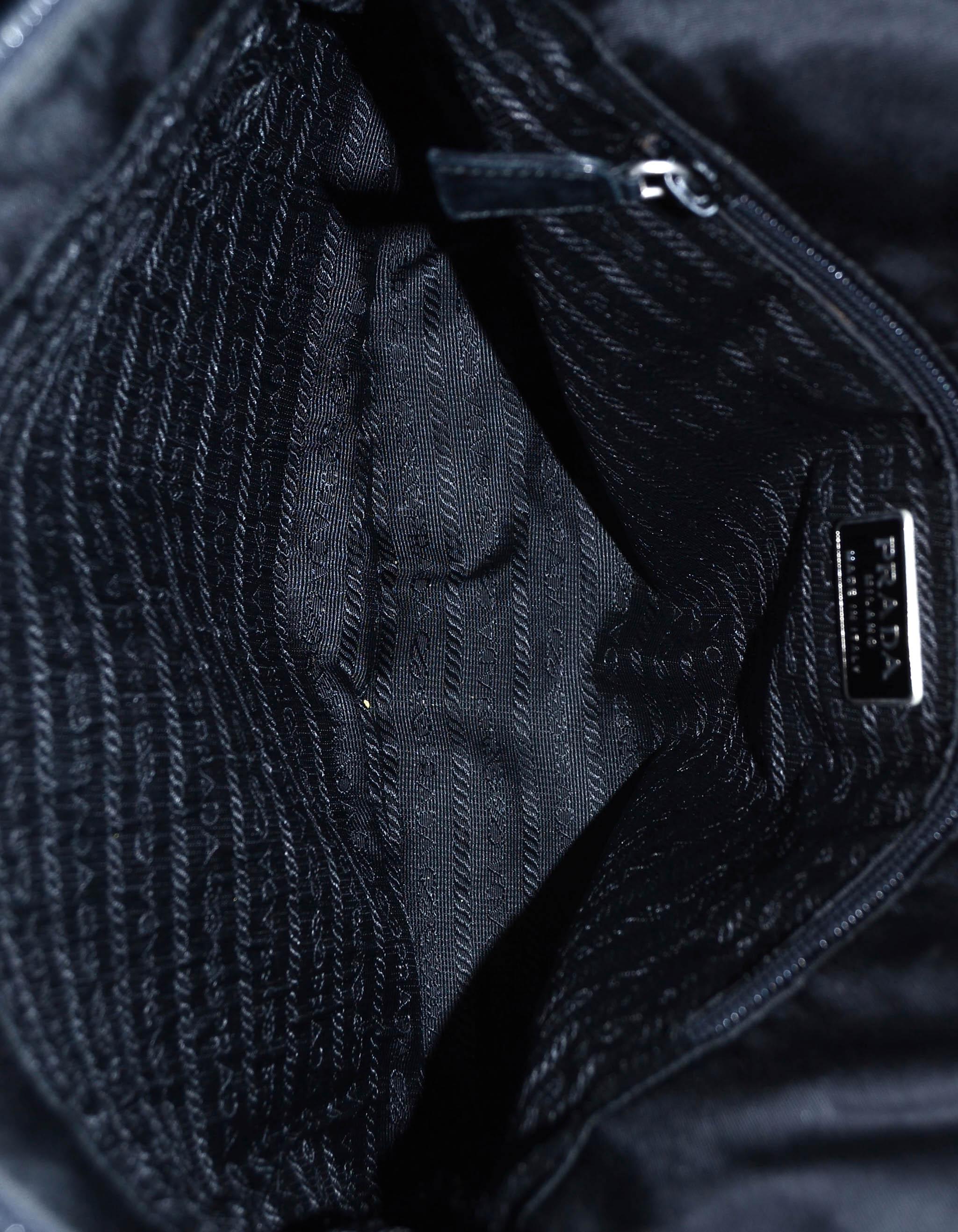 Prada Vintage Black Nylon Tote Bag w/Leather Laced Chain 1