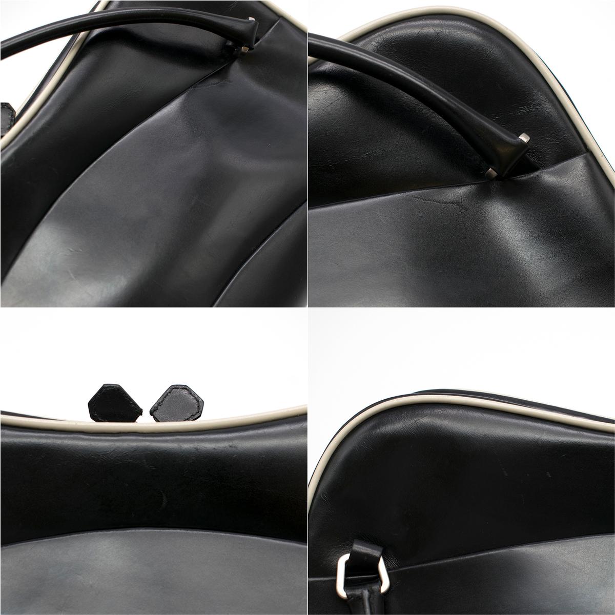 Women's Prada Vintage Black Polished Leather Top Handle Bag 