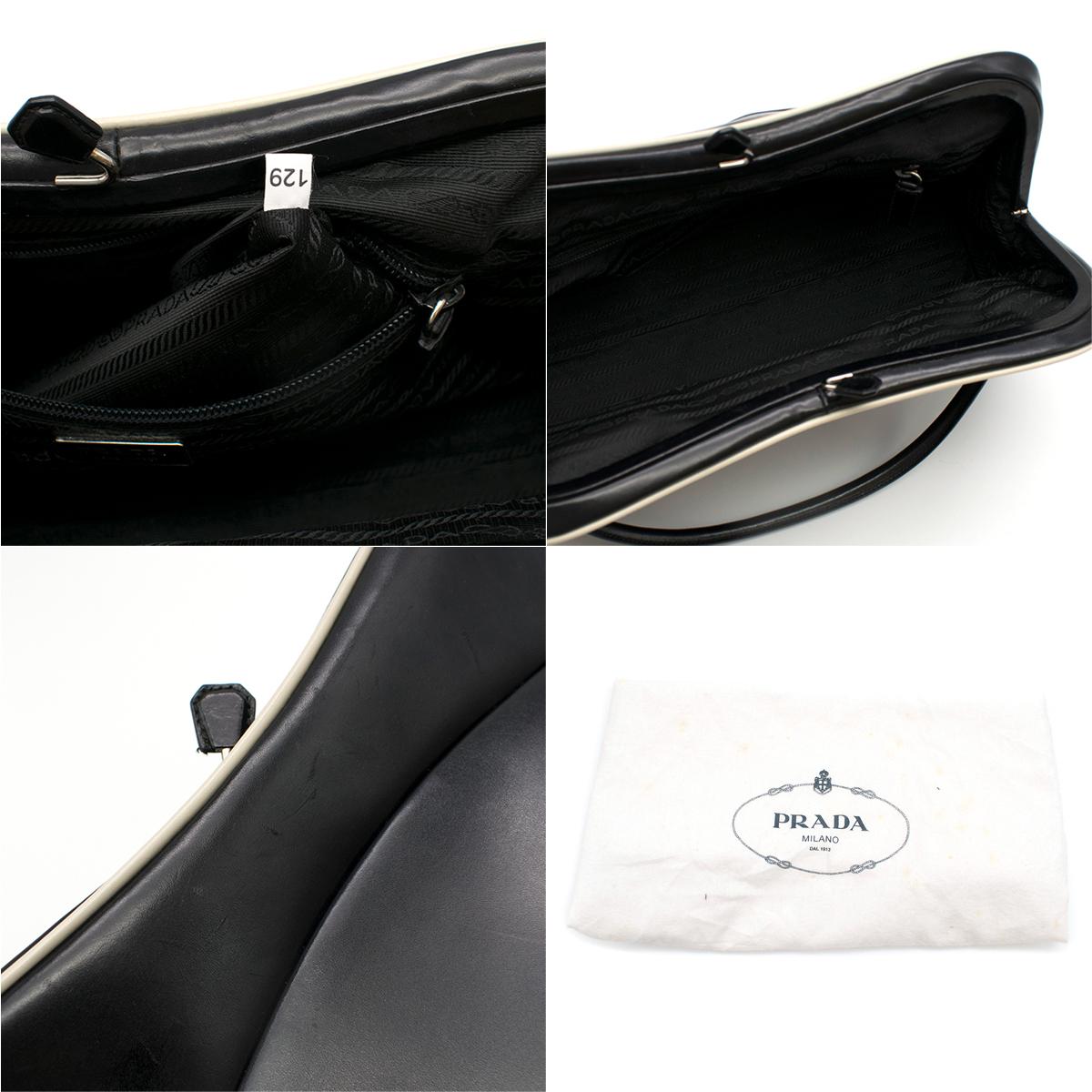 Prada Vintage Black Polished Leather Top Handle Bag  3