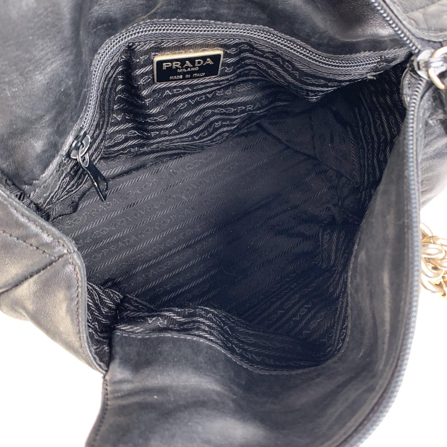 Prada Vintage Black Quilted Leather Tote with Metal Handles 1