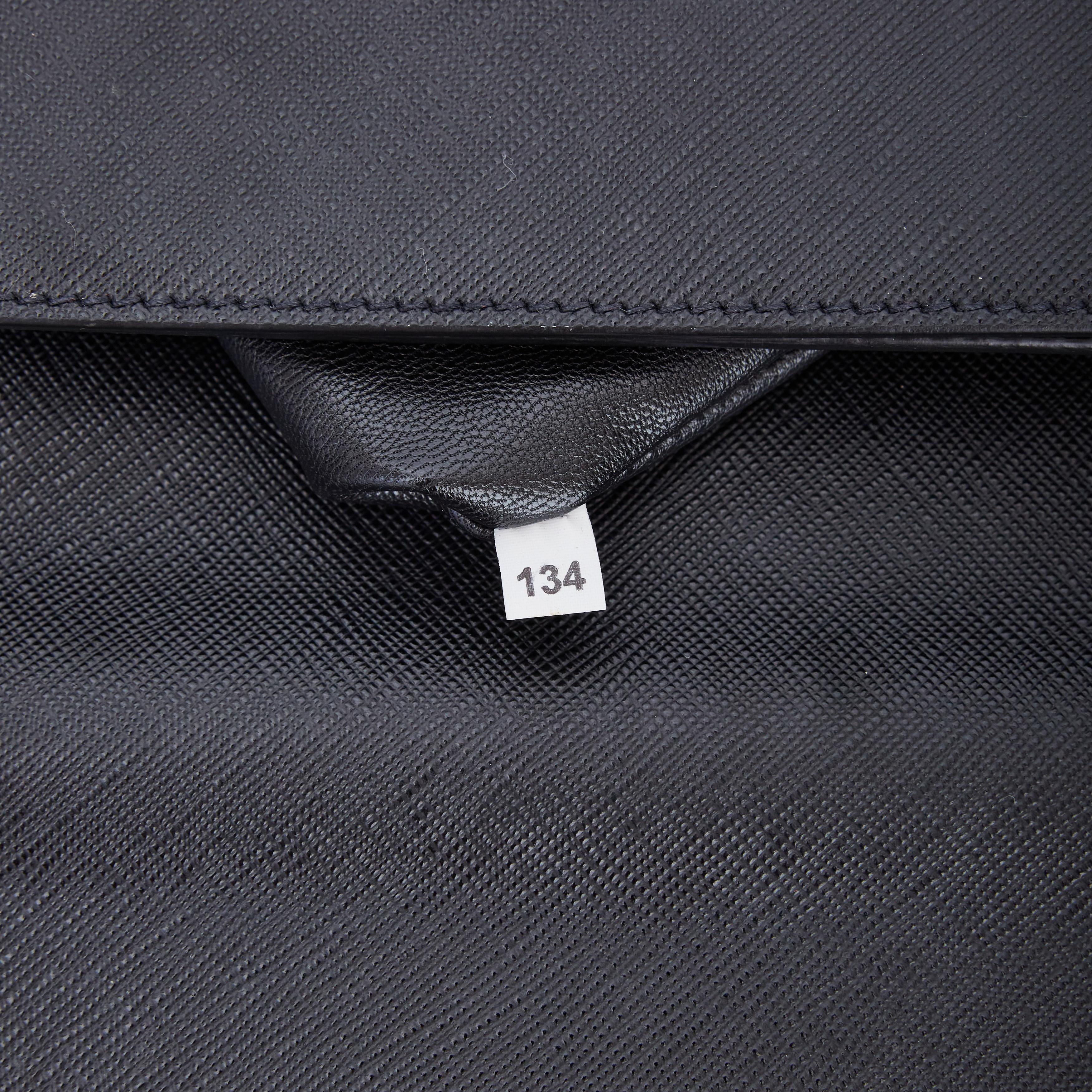 Prada Vintage Black Saffiano Leather Briefcase For Sale 4