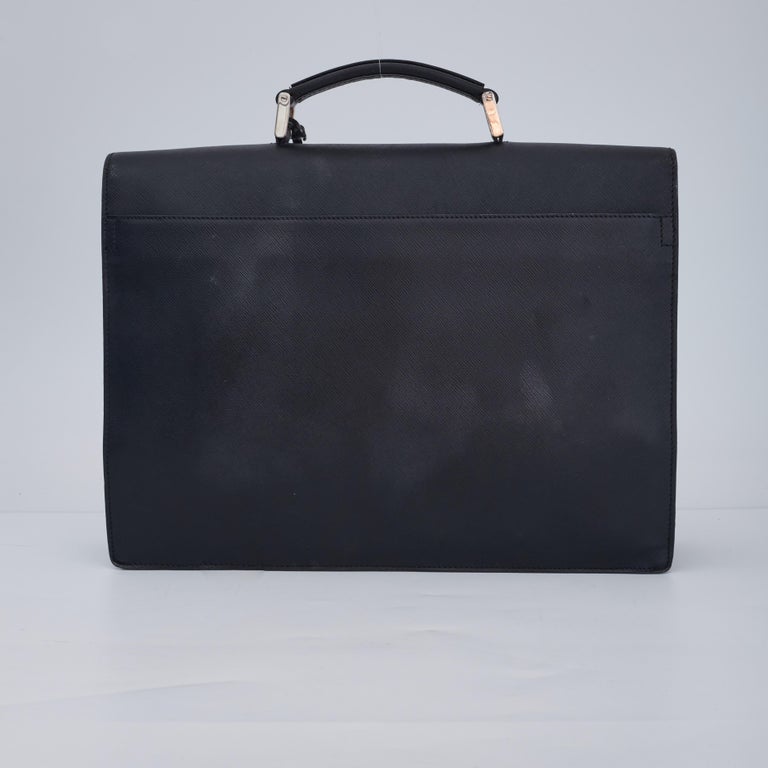 Prada Vintage Black Saffiano Leather Briefcase For Sale at 1stDibs vintage prada briefcase prada briefcase vintage