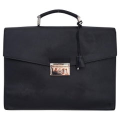 Prada Vintage Black Saffiano Leather Briefcase