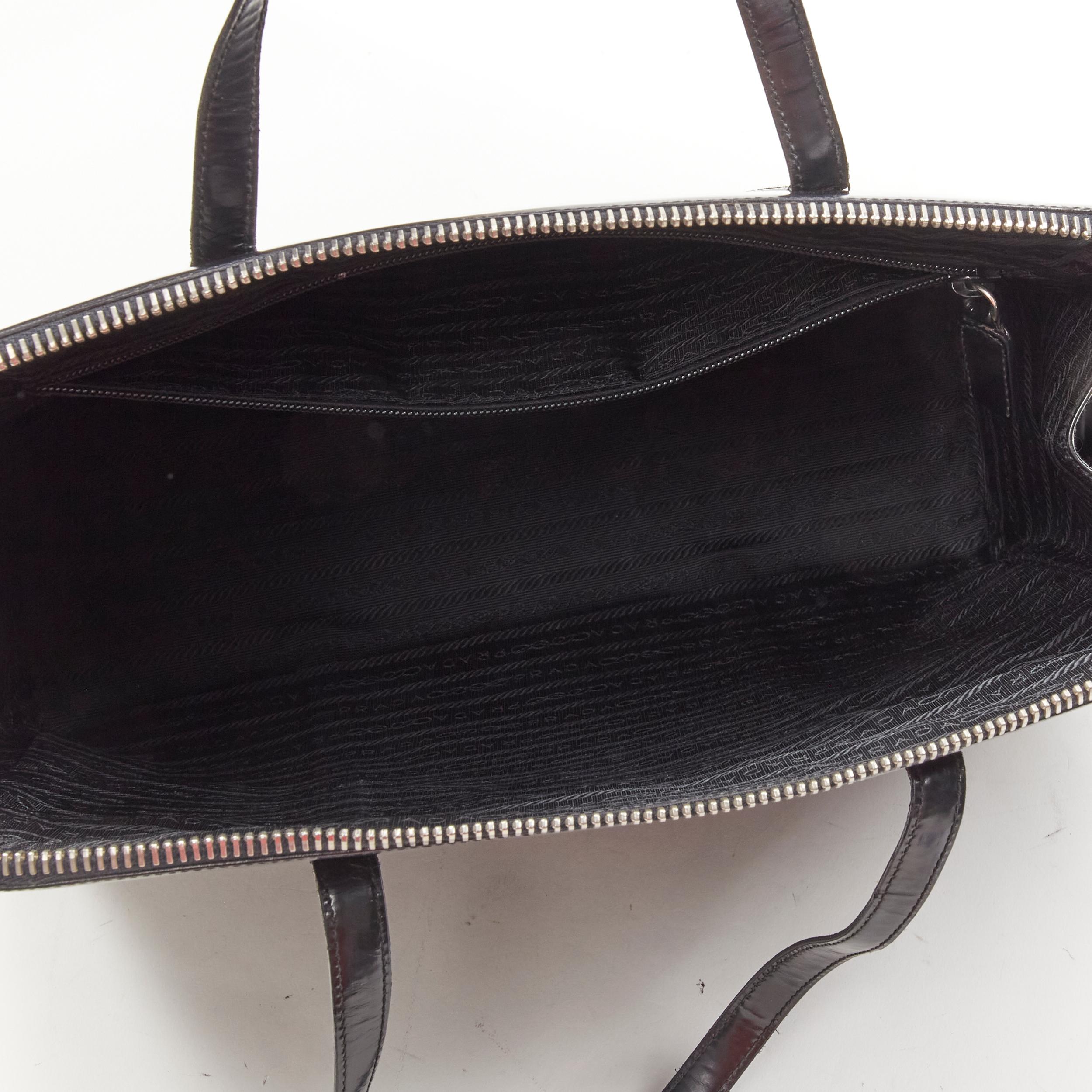 PRADA Vintage black shiny leather top handle large top bag 1
