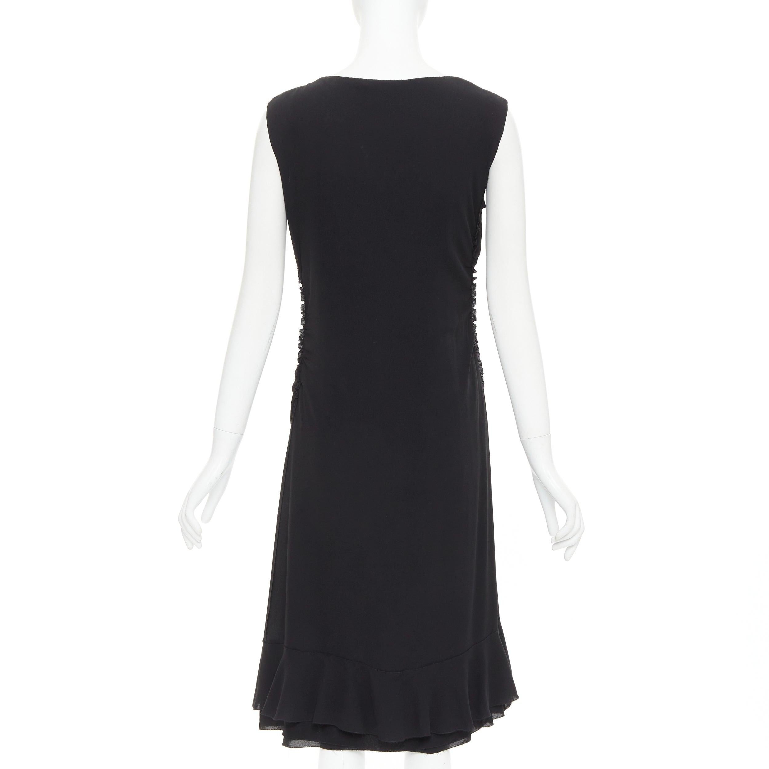 Donna PRADA Abito vintage in seta nera con volant e scollo a V IT44 L. in vendita