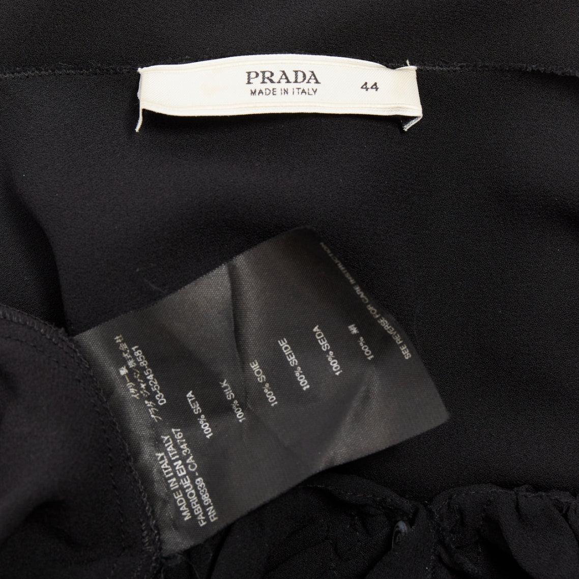 PRADA Abito vintage in seta nera con volant e scollo a V IT44 L. in vendita 3