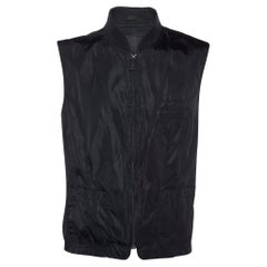 Prada Vintage Black Synthetic Rib Collar Sleeveless Vest L