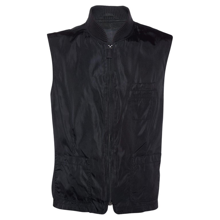 Prada Vintage Black Synthetic Rib Collar Sleeveless Vest L For Sale at ...