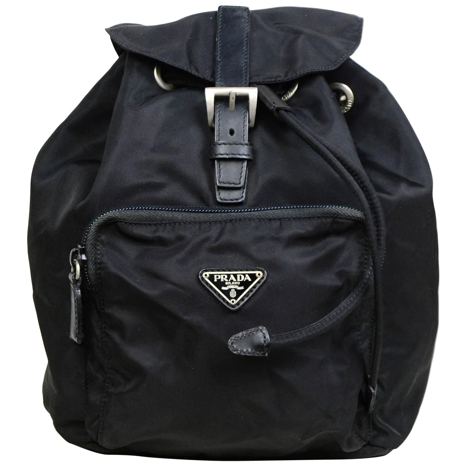 Prada Vintage Black Tessuto Nylon Mini Backpack Bag For Sale at 1stDibs